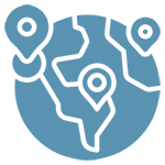 Globe with several nodes to show BICIS is globally recognized